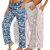 NoirEle 3 Pack: Women's Pajama Pants, Comfy Casual Pajama Bottoms Print Sleep Pants Sleepwear, S-2XL