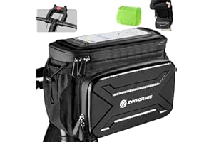 ZYXFORMIS Bike Handlebar Bag with Touch Screen Phone Holder, 6L Large Water Resistant Bike Basket Front Bag with Handlebar Adapter, Reflective Bike Storage Pouch with Shoulder Strap for Bicycle and E-bike