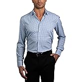 Nautica Slim Fit Mens Plaid Dress Shirts Long Sleeve Wrinkle Free Formal 4-Way Stretch Cooling Technology Work Ready