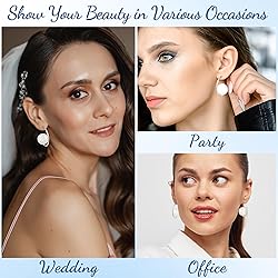 Trinckle Pearl Hoop Earrings for Women, Silver