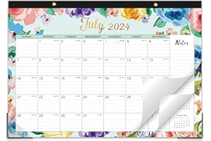 WOWYOGA Desk Calendar 2024-2025 - Calendar 2024-2025, JUL 2024 - DEC 2025, 17'' x 12'', 18 Months Academic 2024-2025 Calendar with Cutting Lines, Corner Protector, Note Section for Daily Organization