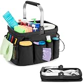 PGmoon Cleaning Caddy Organizer with Handle,Black | Cleaning Tote Bag with Multiple Pockets for Cleaning Supplies, Products Storage, Housekeepers, Kitchen Cleaning Supplies