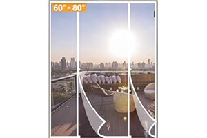 Yotache White Magnetic Screen Door Fits Door Size 60 x 80, Screen Size 62" x 81" Double Door Screen Mesh for Sliding Door