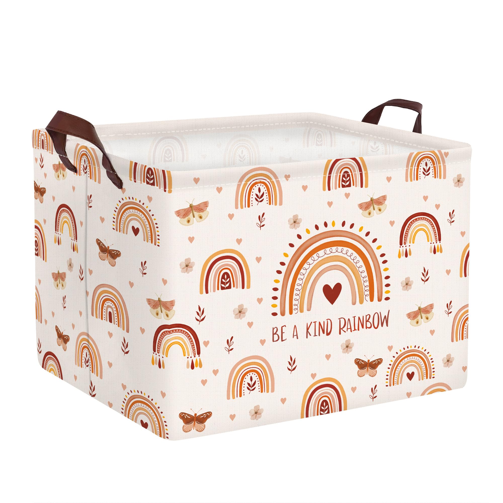 Clastyle Rainbow Baby Laundry Hamper Folding Clothes Kids Storage Basket Waterproof Girls Toy Box for Bedroom,Butterfly,40x30x30 cm