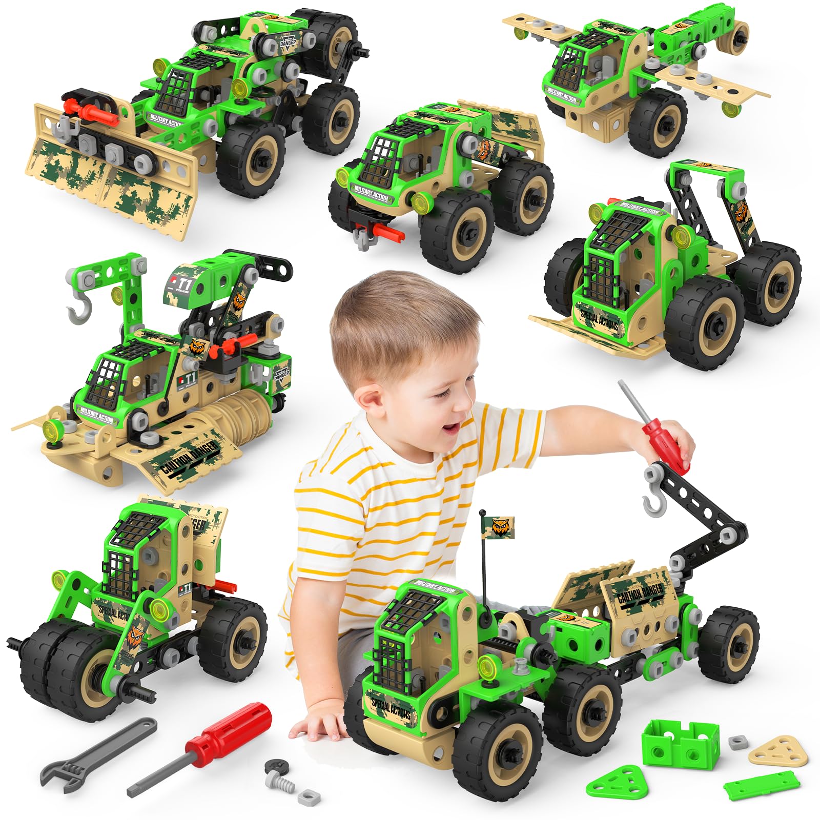 MOONTOY Educational Building Toys for 5 6 7 8 9 Year Old Boys,229PCS Engineering STEM Toys Age 5 6 7 8 9 Year Old Boys,Construction Toys Creative Learning Set for Boy 5+ Year old