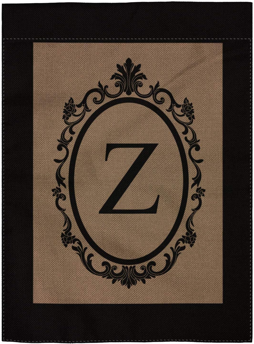 pingpi Z Garden Flag Burlap Monogram Flag Double Sided 12.5" X 18"