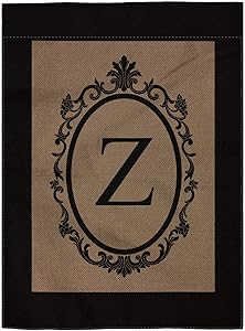 pingpi Z Garden Flag Burlap Monogram Flag Double Sided 12.5" X 18"