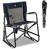 GCI Outdoor Freestyle Rocker Camping Chair | Portable Folding Rocking Chair with Solid, Durable Armrests, Drink Holder & Comfortable Backrest — Indigo Blue