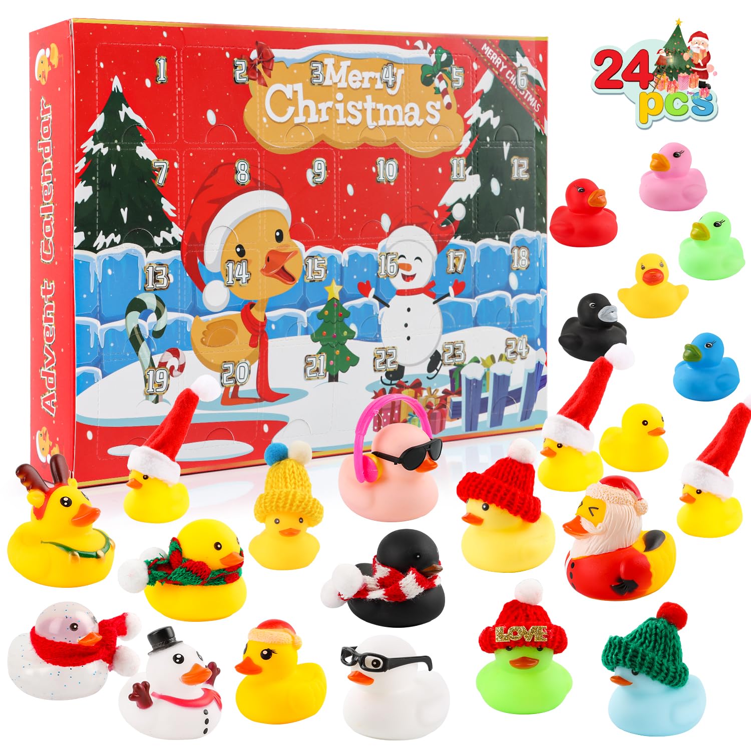 JOFONY Advent Calendar 2025 Kids, Christmas Countdown Calendar Rubber Duck Bath Toys 24 Days 2025 Christmas Xmas Gifts for Kids — image 1