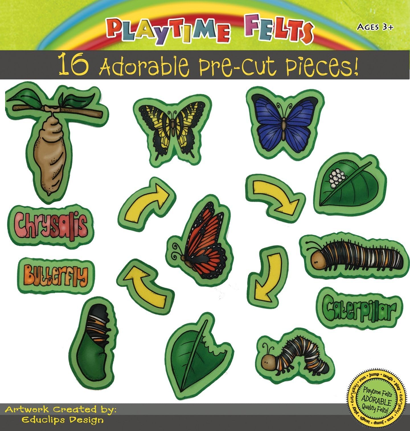 Playtime Felts Butterfly Life Cycle Felt Story for Flannel Board - Precut