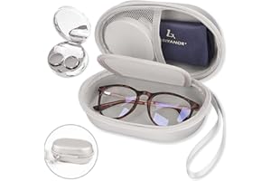 Lasiyanor 2 in 1 Contact Lens Case and Glasses Case, Portable Contact Box Bag with Mirror Tweezers Remover Tool Solution Bottle for Travel Daily Outdoor