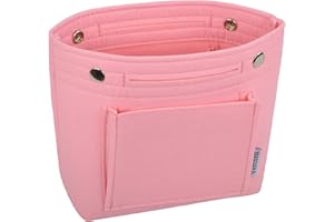 Vercord Mini Slim Small Felt Purse Organizer Insert Inside Handbag Tote Pocketbook for Women Pink