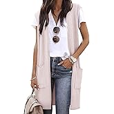 ZXZY Long Vest for Women Sleeveless Knit Cardigan Open Front Draped Sweater Duster Casual Lightweight Outwear Vests