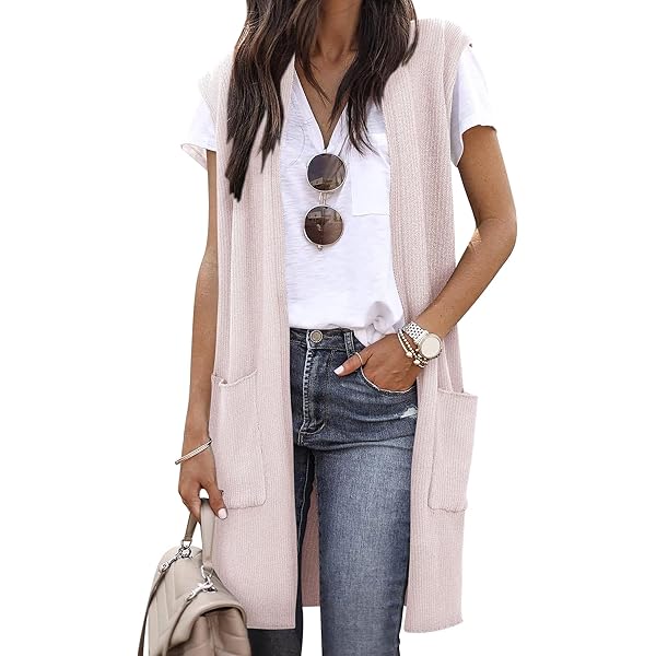 ZXZY Sleeveless Cardigans for Women Cozy Trendy Open Front Sweater