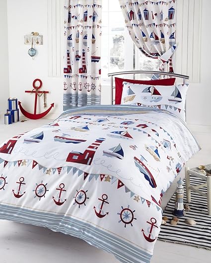 Nautical Boat Ship Lighthouse Reversible Double Duvet Cover Quilt Bedding Set By Nautical Amazon Co Uk Kitchen Home