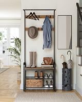 VASAGLE Coat Rack 4-in-1 with Shoe Storage Bench 9 Removable Hooks view 9