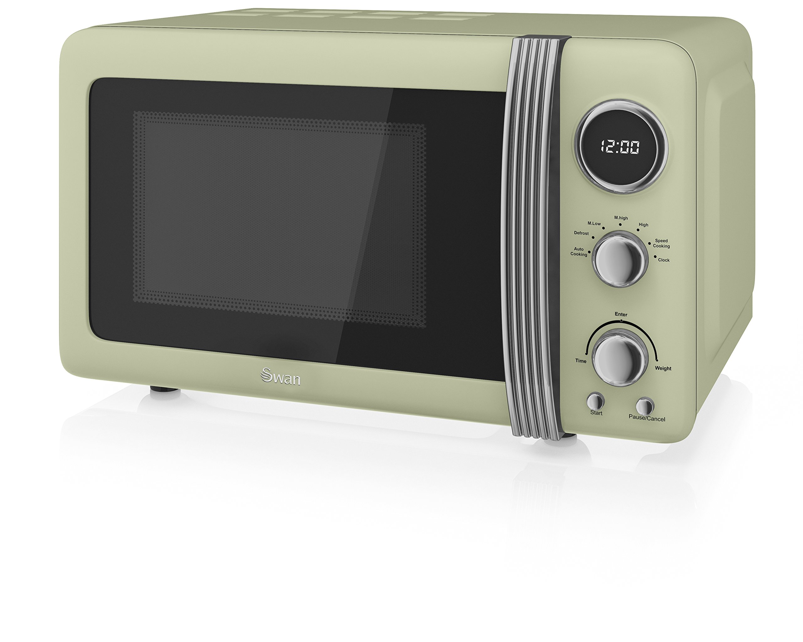Swan Retro Digital Microwave Green, 20 L, 800 W, 3 Power Levels Including Defrost Setting, SM22030GN