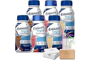 COUOI Ensure Original Nutrition Shakes Variety Pack | Milk Chocolate Shake, Vanilla Shake, and Strawberry Flavors Nutritional Full of Vitamins and Minerals 6 Pack. 2 of Each Flavor
