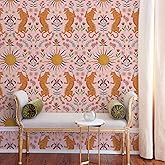 JiffDiff Tropical Pink Tiger Peel and Stick Wallpaper, 17.3" x 120" | Waterproof Removable Self Adhesive Wallpaper, Boho Jungle Animal Contact Paper for Bedroom, Bathroom, DIY Wall Decor,14.4 sq.