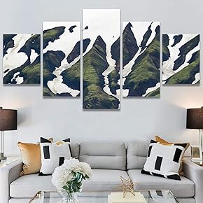 SIGNWIN 5 Panel Canvas Wall Art Snowy Tops...