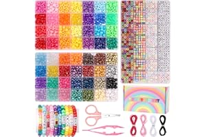 Pizooro Bracelet Making Kit 2400 Pcs Bracelet Beads, 56 Colors Pony Beads in Bead Organizer, 1400 Kandi Beads + 1000 Letter Beads, Jewelry Craft Supplies for Friendship Bracelets, DIY Gifts for Teens