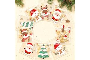 DMIMIA 100Pcs Christmas Treat Bags Self-Adhesive, Clear Cellophane Bags 10x10cm (4x4") for Candy, Cookies, Party Favors