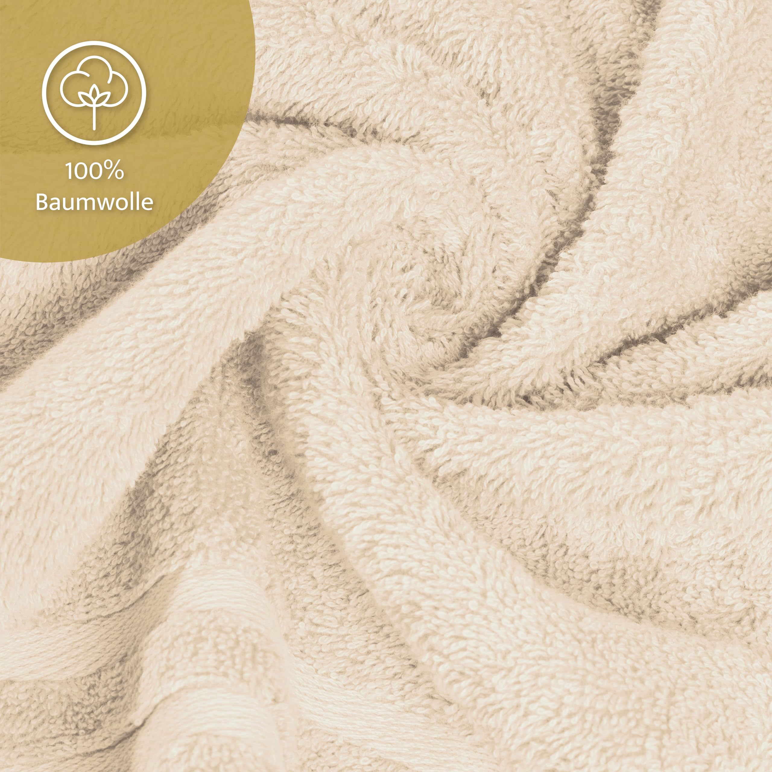 Lavea® 4er Set Handtücher 50x100 cm, Elena Frottiererie, 100% Baumwolle, Frottier Badetuch, saugstark und weich, Sporthandtuch, 60°C waschbar, trocknergeeignet, Handtuch Set, Frottee, Creme 6