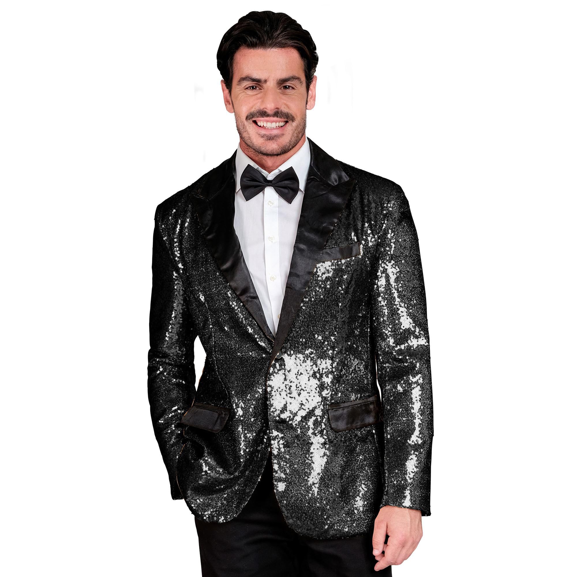 Widmann - Party Fashion Men's Satin Disco Fever Strike Move Sequin Jacket