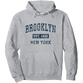 Brooklyn New York NY Vintage Sports Design Navy Print Pullover Hoodie