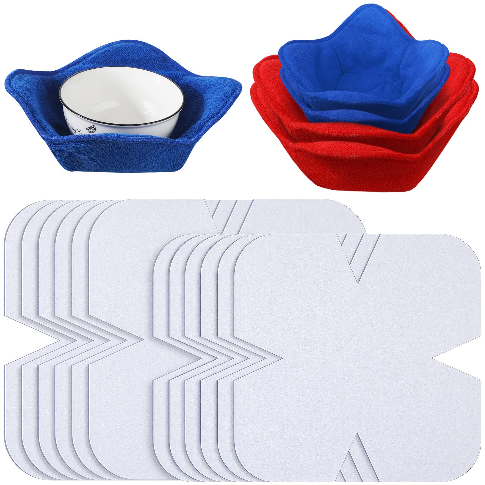 Photo 1 of Tudomro 24 Pcs Bowl Cozy Pre Cut Batting Wrap Batting Bowl Cozy Template Pattern Wrap Cut on Fold Template for Sewing DIY, 9.84 x 9.84 Inch, 7.8 x 7.8 Inch