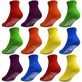 Tphon Toddler Girls Non-Slip Socks Baby Anti Skid Socks with Grippers for Boys Girls 12 Pairs for 0-7 Years Kids Children