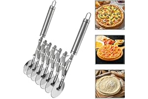7 Wheel Pastry Cutter Tool,Adjustable Pasta Cutter wheel with Handle, Stainless Steel Multiple Pasta Roller Cutter tools, Bak