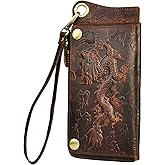 Le'aokuu Mens Genuine Leather Bifold Wallet Organizer Checkbook Iron Chain | Bifold, Organizer, Checkbook, Iron Chain