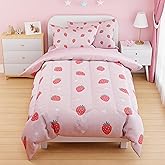 Strawberry Duvet Cover Sets Twin Size for Kids Girls, Include 1 Polyester Comforter Cover 68x86 Inches and 1 Pillowcase 20x26 Inches, Comforter Not Included, Gift for Christmas Birthday