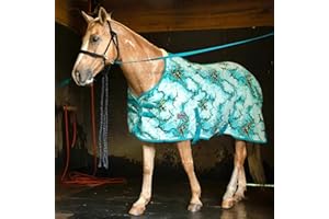 Jeffers Expression Standard Neck Fleece Cooler for Horses, 78"- Equine Towel Blanket, Moisture Absorbent, Light Weight, Best for Drying, Exercise, Bathing, Adjustable Belly Bands - Bisbee Blue