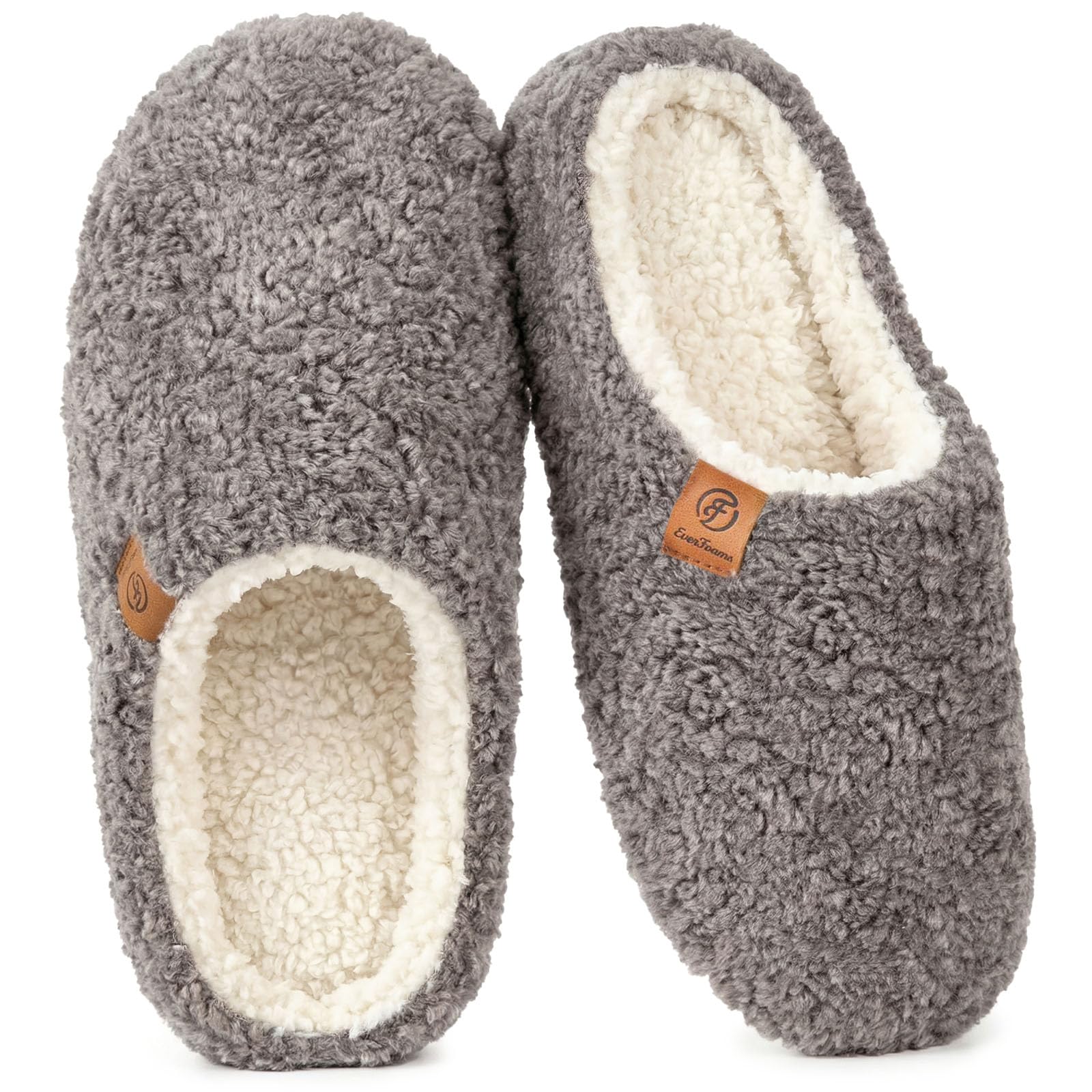 EverFoams Women's Fuzzy Slip-on Slippers Soft Comfy Memory Foam Indoor ...