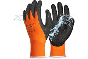 Schwer 2 Pairs Waterproof Work Gloves for Men and Women CR3306, Gardening Gloves with Double Latex Coated, Non-slip Working Gloves, Outdoor Construction, Car and Fish Cleaning, No Fleece Lining, M