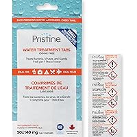 Pristine Water Treatment Tabs, 50 Tablets, 1 tab = 1 Litre of Water, Iodine Free Tablets for Hiking, Camping, First Aid Kit,