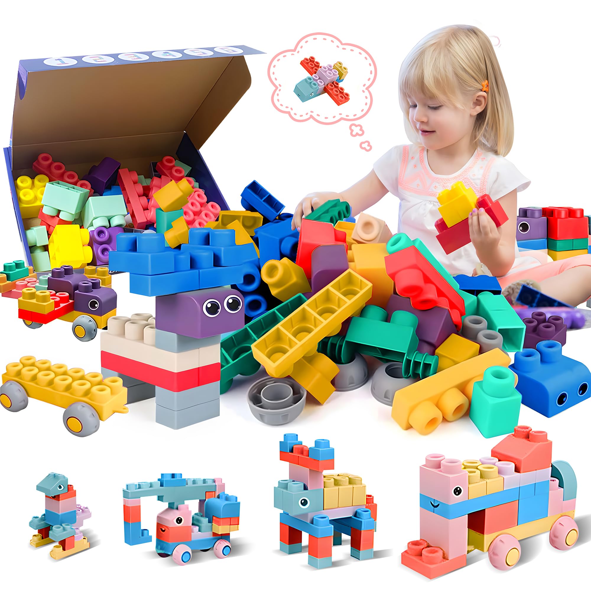 Photo 1 of *USED*
ROHSCE Soft Building Blocks for Toddlers, Large Building Blocks Stacking Blocks for Babies 6 Months and Up Stem Toddler Gifts, Teething Toys, 40 PCS