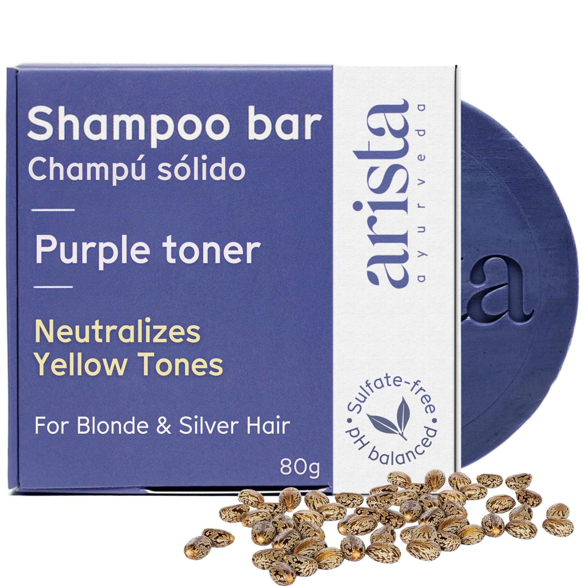 Arista Purple Shampoo Bar | Sulfate & Paraben Free | Amla Fruit Powder, Purple Toner & Castor Oil Solid Shampoo