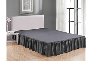 Sheets & Beyond Wrap Around Solid Microfiber Luxury Hotel Quality Fabric Bedroom Gathered Ruffled Bedding Bed Skirt 14 Inch D