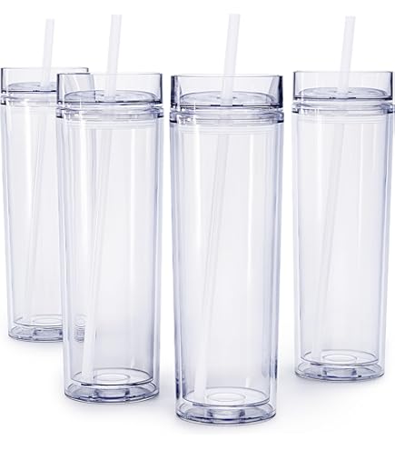 6 Pack Green Acrylic Straws - BPA Free, Fits 16oz, 20oz, 24oz Tumblers, Includes Cleaning Brush