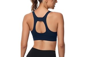 Attifall C/D Cup Medium Support Sports Bra for Women Racerback Padded Workout Gym Yoga Running Bras