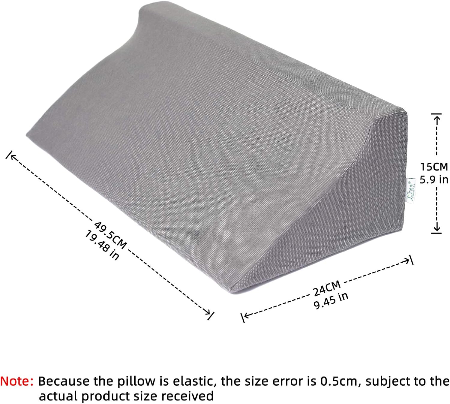 Fanwer Side Bed Pillow Wedge Pillow(Gray 20x10x6in): Kitchen & Dining