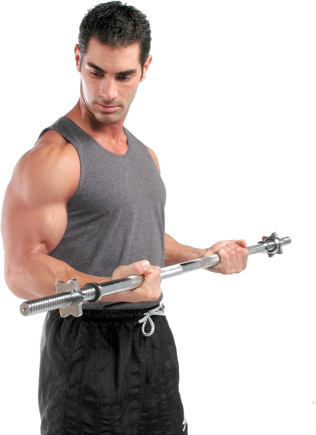 CAP Barbell Standard 1-inch Threaded EZ Curl Bar, Standard : Triceps Bar : Sports & Outdoors
