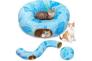 GLITTME Cat Tunnel Bed, Cat Tunnels Cat Toys for Indoor Cats S-Shape Cat Tube and Cat Donut Tunnel Cave Large Cat Toys Interactive Cat Stuff Supplies