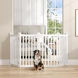 Yaheetech Wooden Dog Gate Indoor 4 Panels 202 cm L 91 cm H White view 2