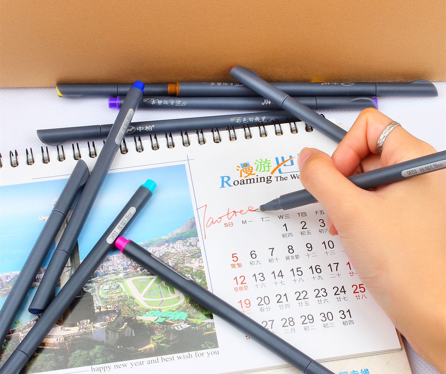 Taotree Fineliner Pens Coloured Set Fine Point 0.38mm in 10 Assorted Colours No Duplicates for Bullet Journal Artists Fine-Ink Drawings and Adult Colouring Books (10 Fineliner Pens)