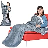 EzrAllora Giant Premium Double Layer Foot Pocket Blanket -Patent Pending- Father’s Day Useful Gifts for Dad Who Wants Nothing - Cool Gamer Gifts for Men Who Have Everything - TV Blanket