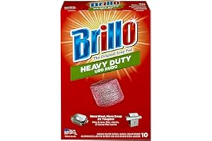 Brillo Heavy Duty Steel Wool Soap Pads, Original Red Scent (Heavy Duty, 10 Count (Pack of 1))